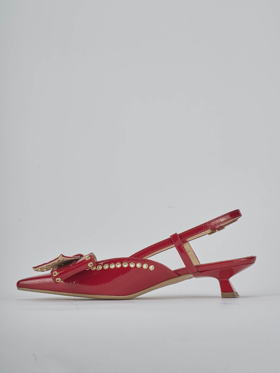 Décolleté e slingback tacco 4cm vernice rosso