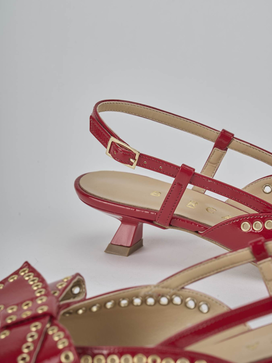 Décolleté e slingback tacco 4cm vernice rosso