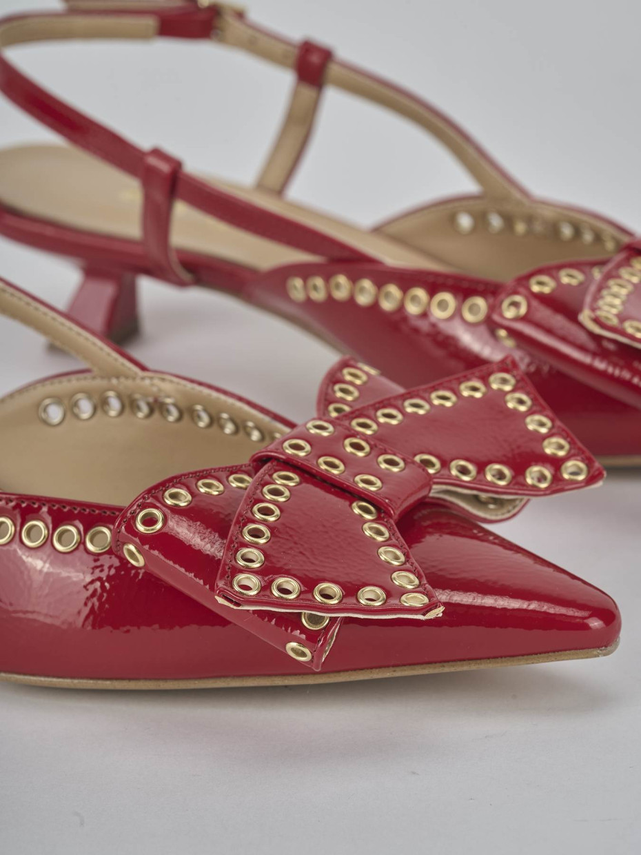 Décolleté e slingback tacco 4cm vernice rosso