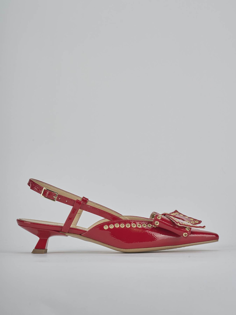 Décolleté e slingback tacco 4cm vernice rosso