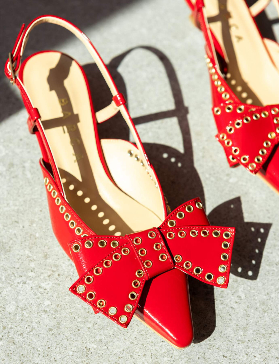 Décolleté e slingback tacco 4cm vernice rosso