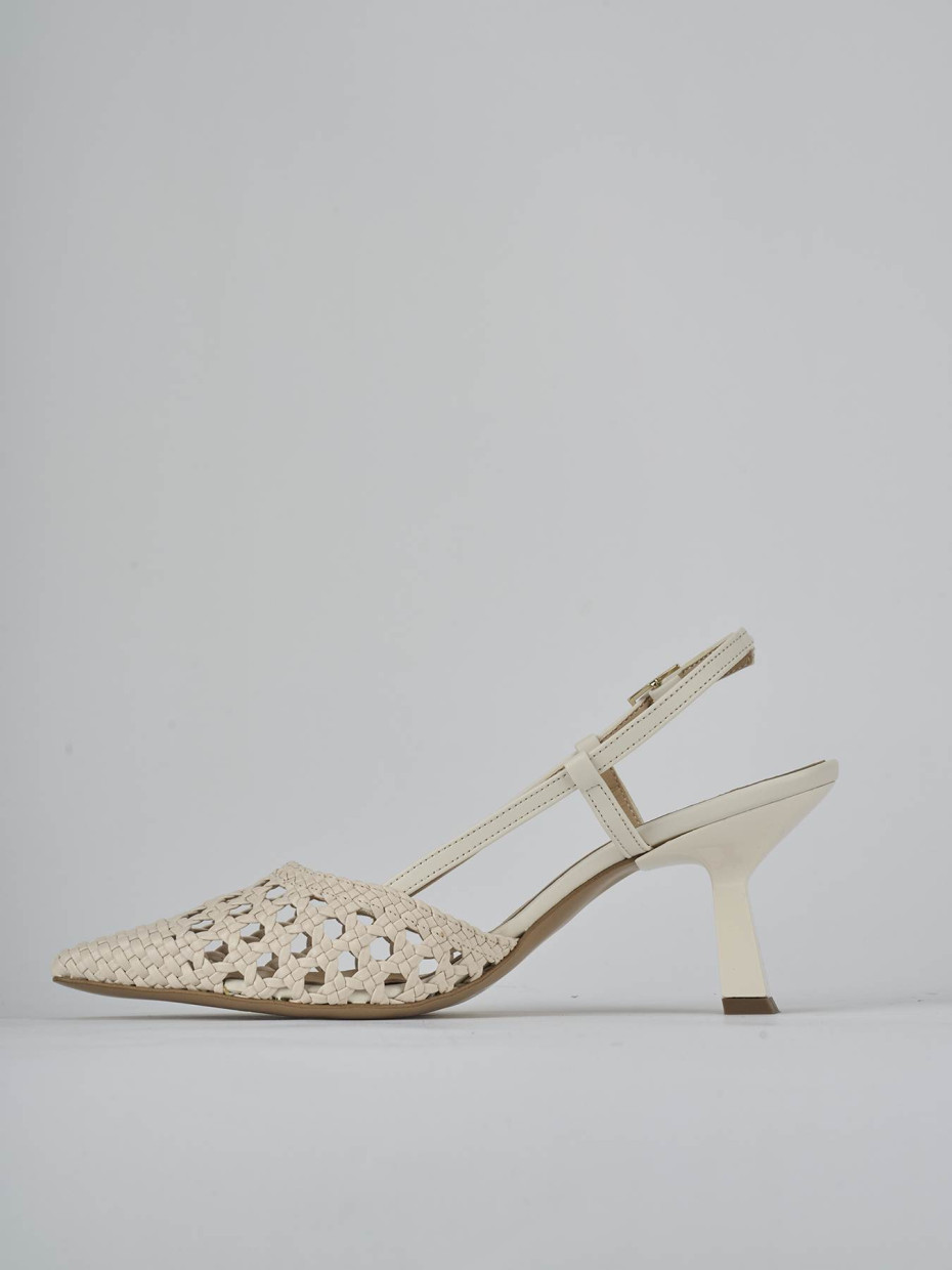 Décolleté e slingback tacco 7cm pelle bianco