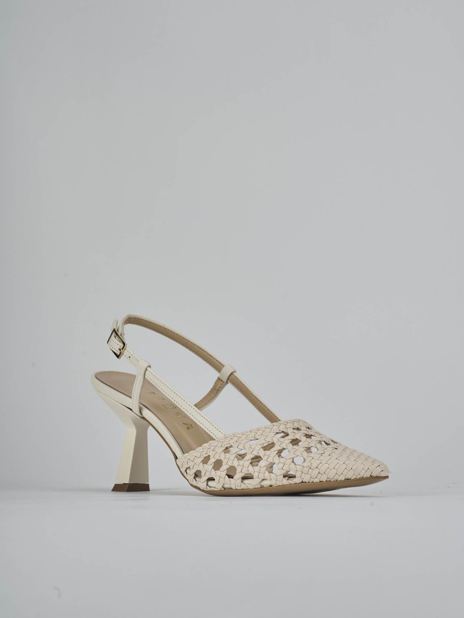 Décolleté e slingback tacco 7cm pelle bianco