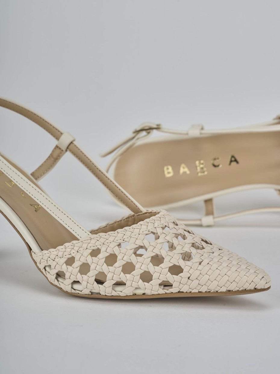Décolleté e slingback tacco 7cm pelle bianco