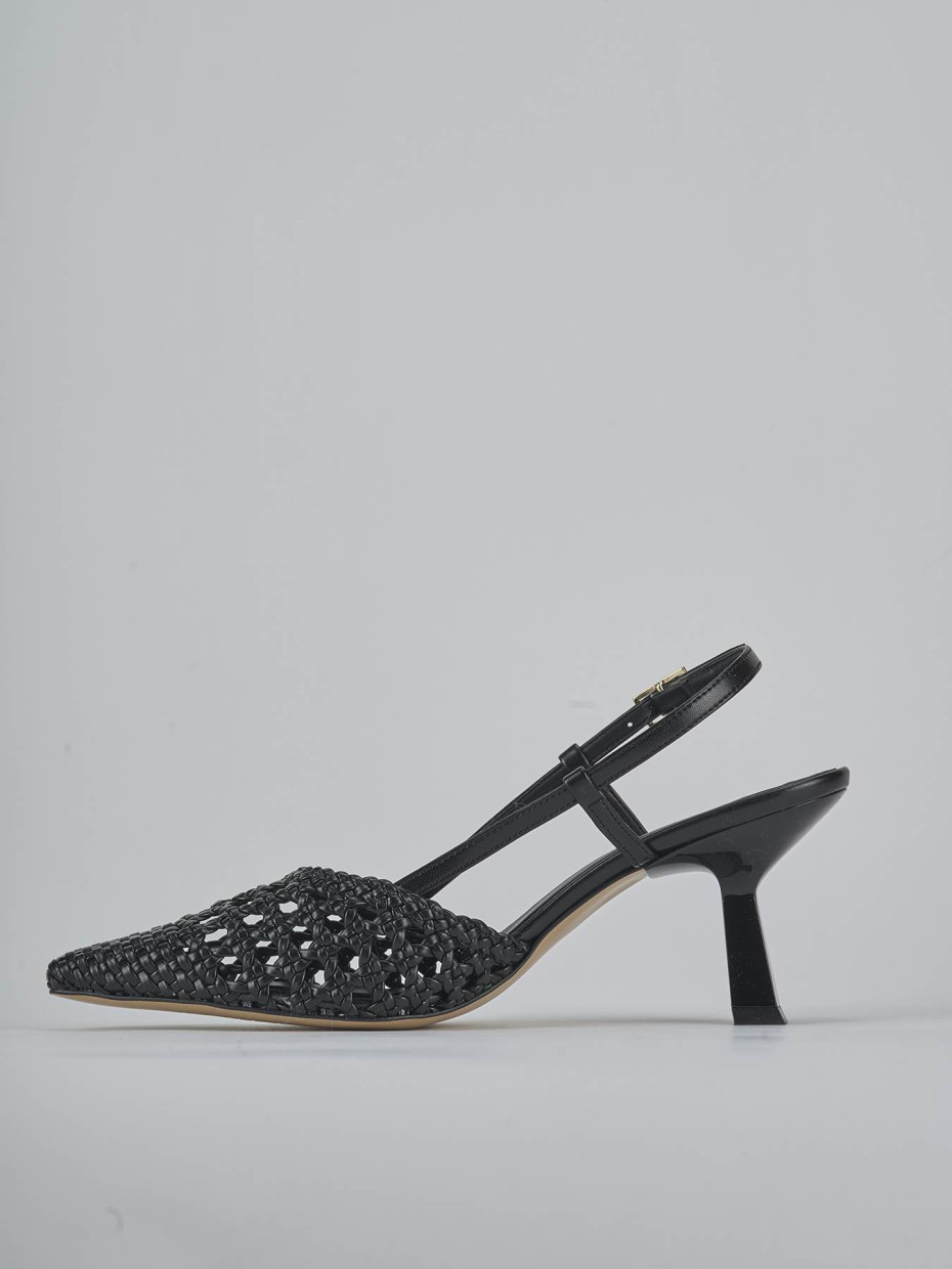 Décolleté e slingback tacco 7cm pelle nero