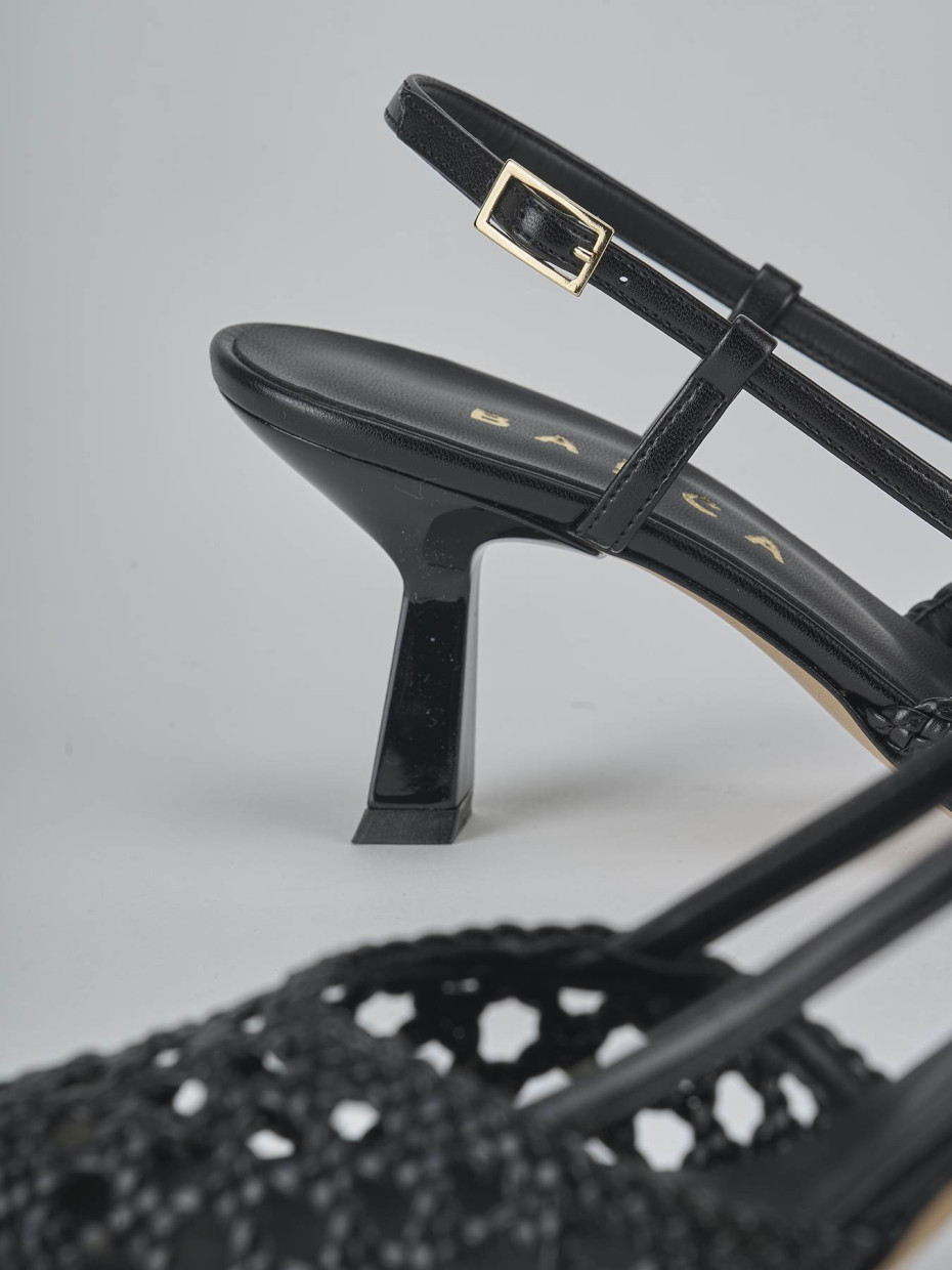 Décolleté e slingback tacco 7cm pelle nero