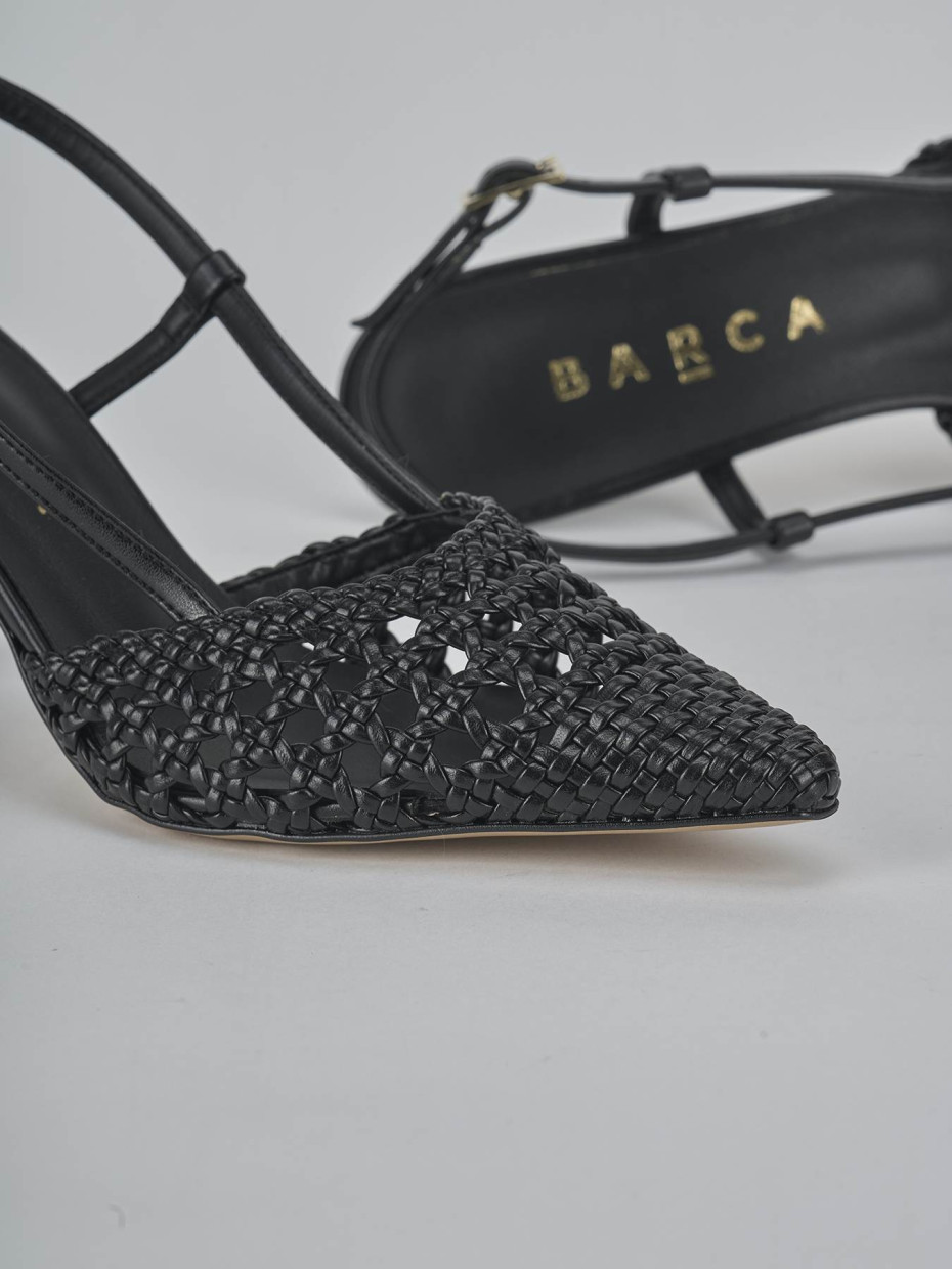 Décolleté e slingback tacco 7cm pelle nero