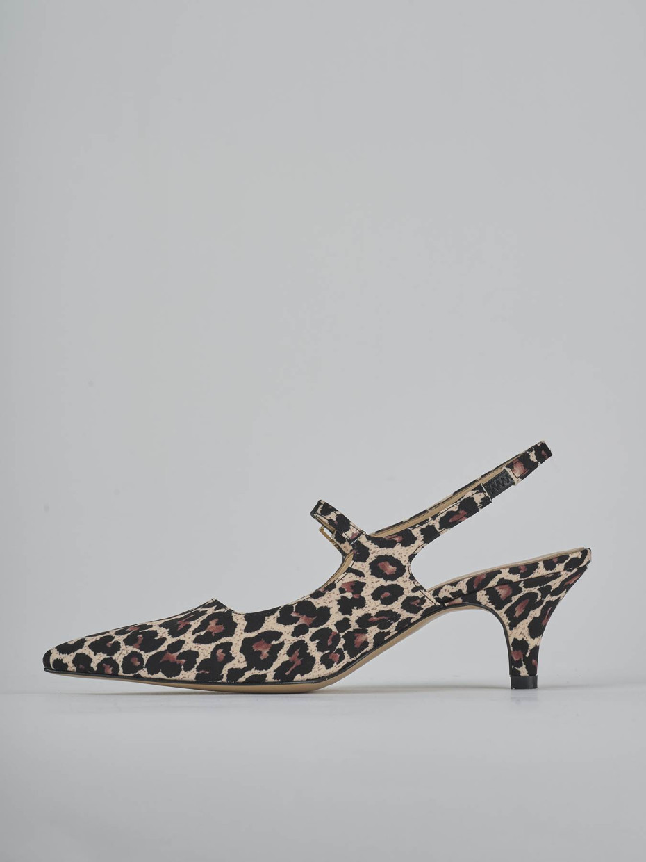 Décolleté e slingback tacco 4cm pelle multicolor