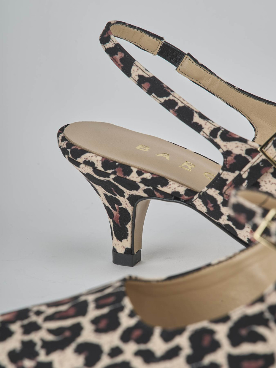 Décolleté e slingback tacco 4cm pelle multicolor