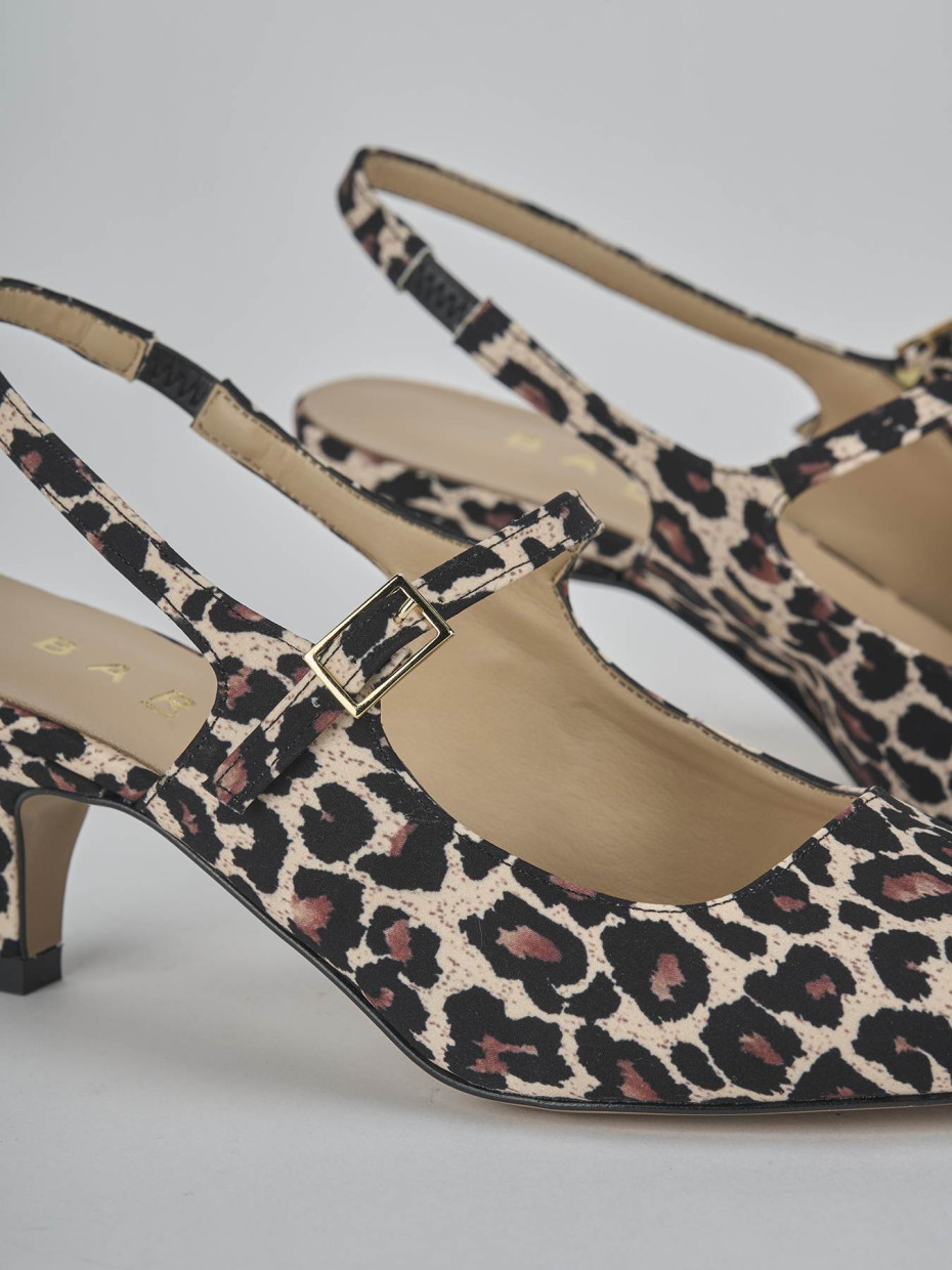 Décolleté e slingback tacco 4cm pelle multicolor
