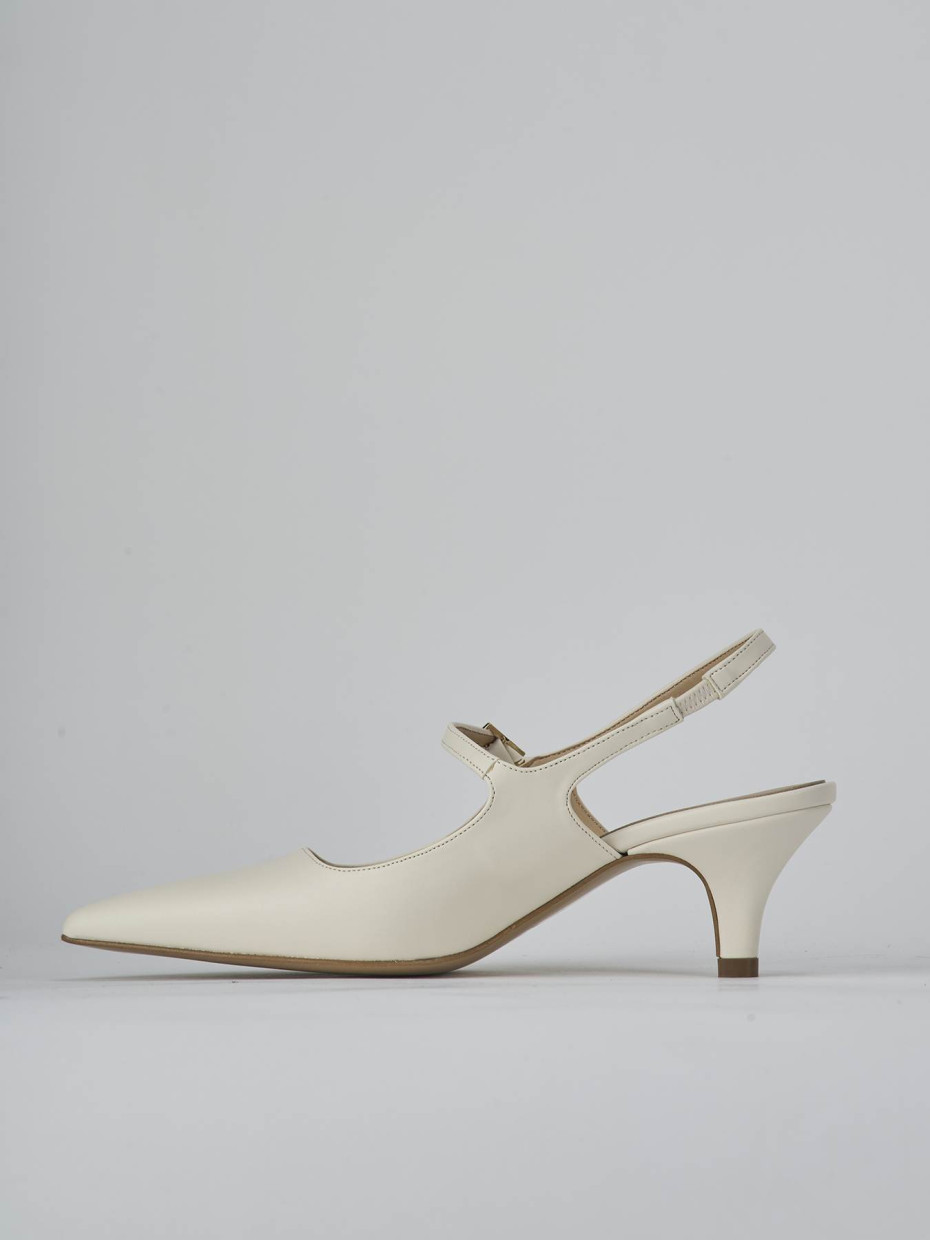 Décolleté e slingback tacco 4cm pelle bianco