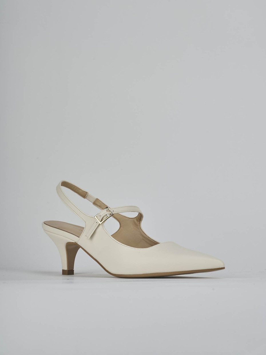 Décolleté e slingback tacco 4cm pelle bianco