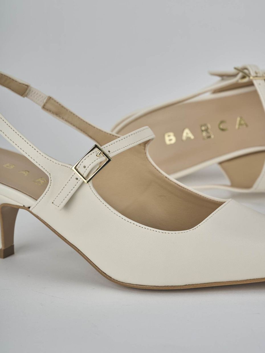 Décolleté e slingback tacco 4cm pelle bianco