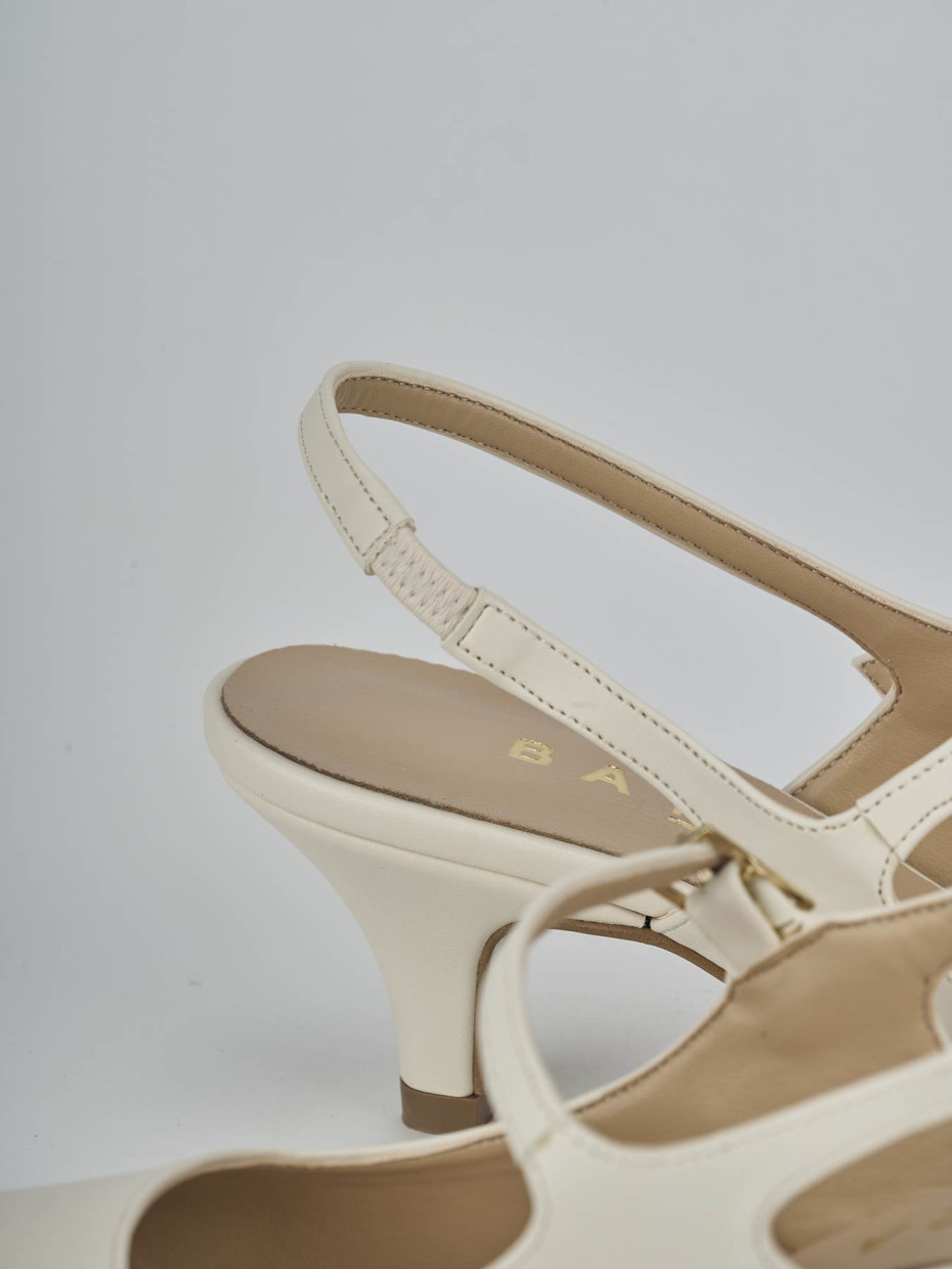 Décolleté e slingback tacco 4cm pelle bianco