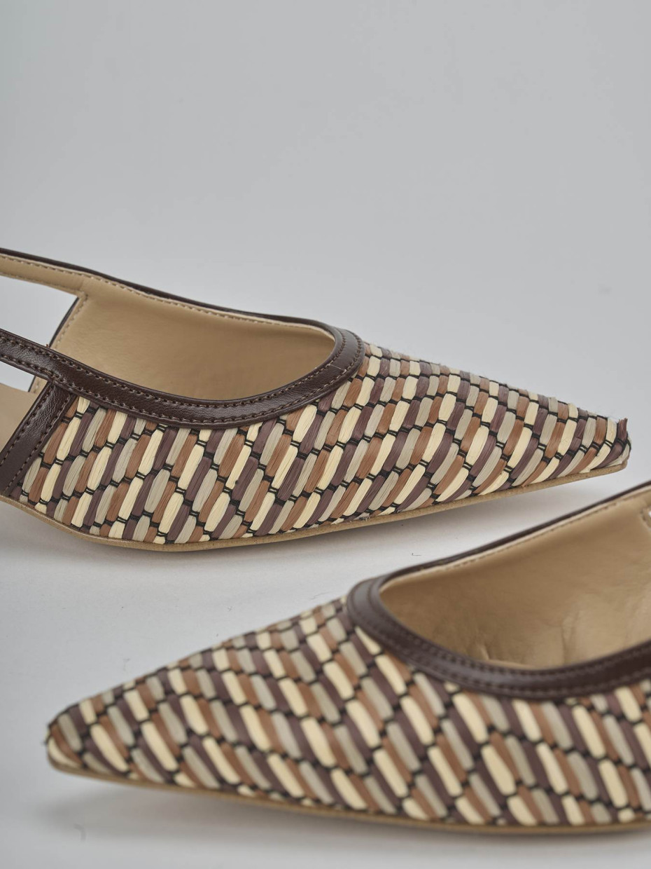 Décolleté e slingback tacco 4cm pelle marrone