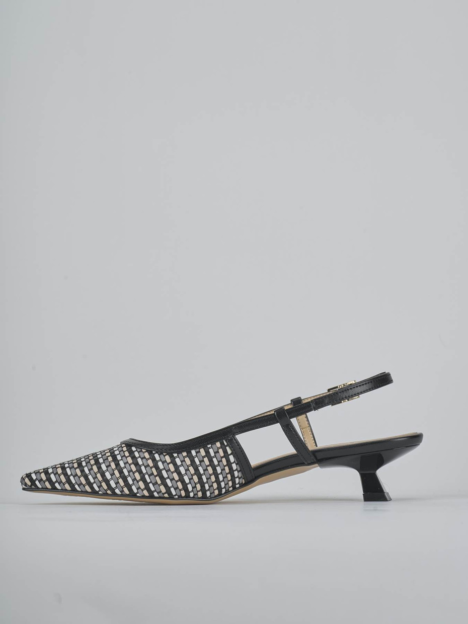 Décolleté e slingback tacco 4cm pelle nero