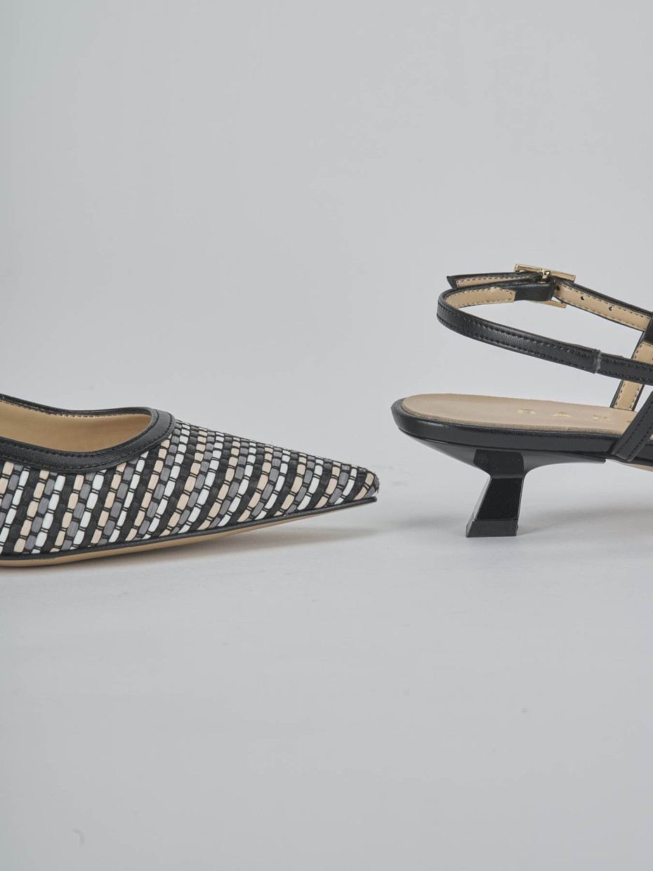Décolleté e slingback tacco 4cm pelle nero