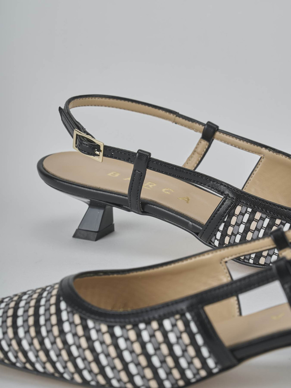 Décolleté e slingback tacco 4cm pelle nero