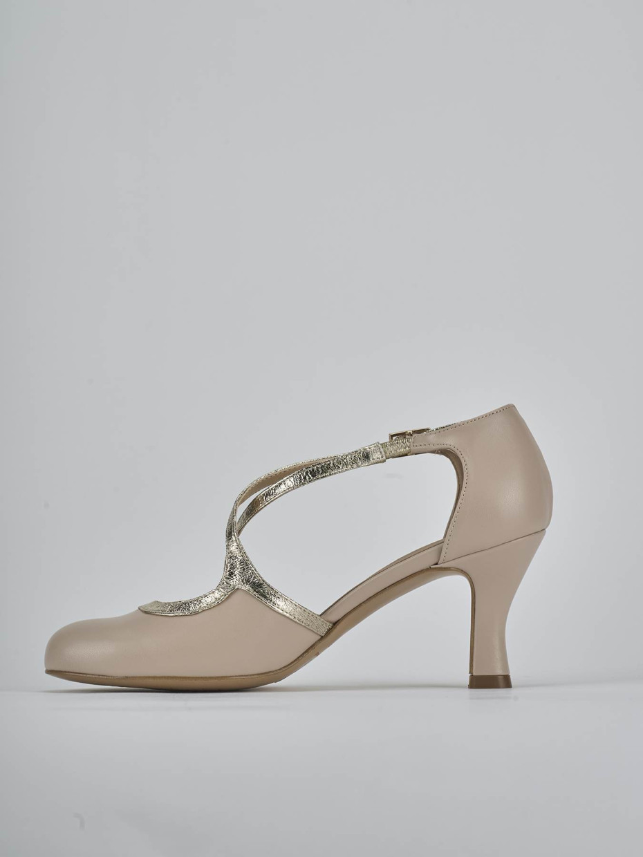 Décolleté e slingback tacco 6cm pelle beige