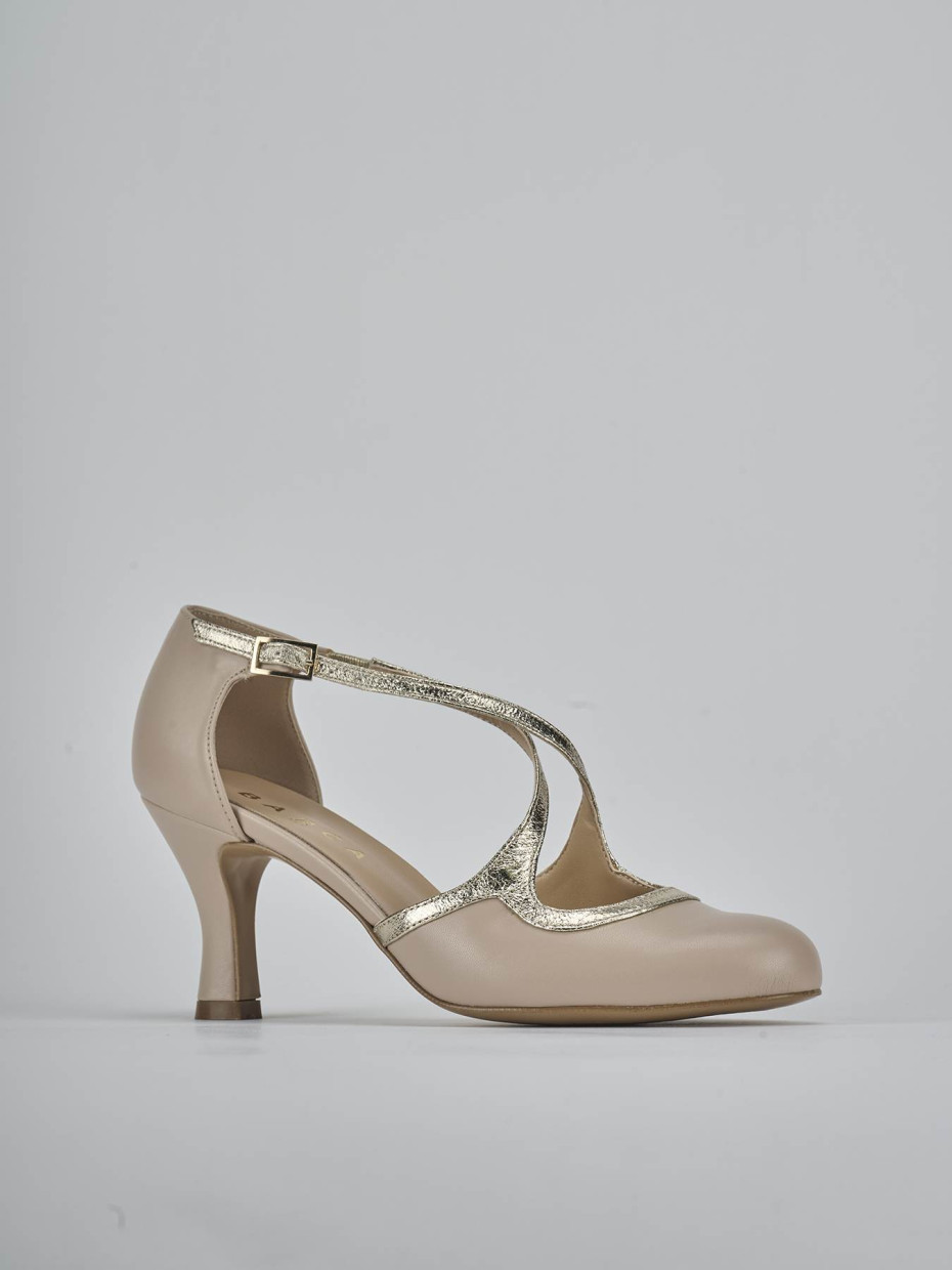 Décolleté e slingback tacco 6cm pelle beige