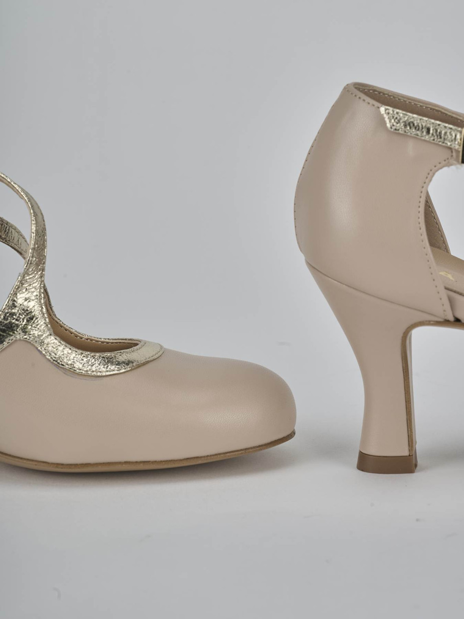 Décolleté e slingback tacco 6cm pelle beige