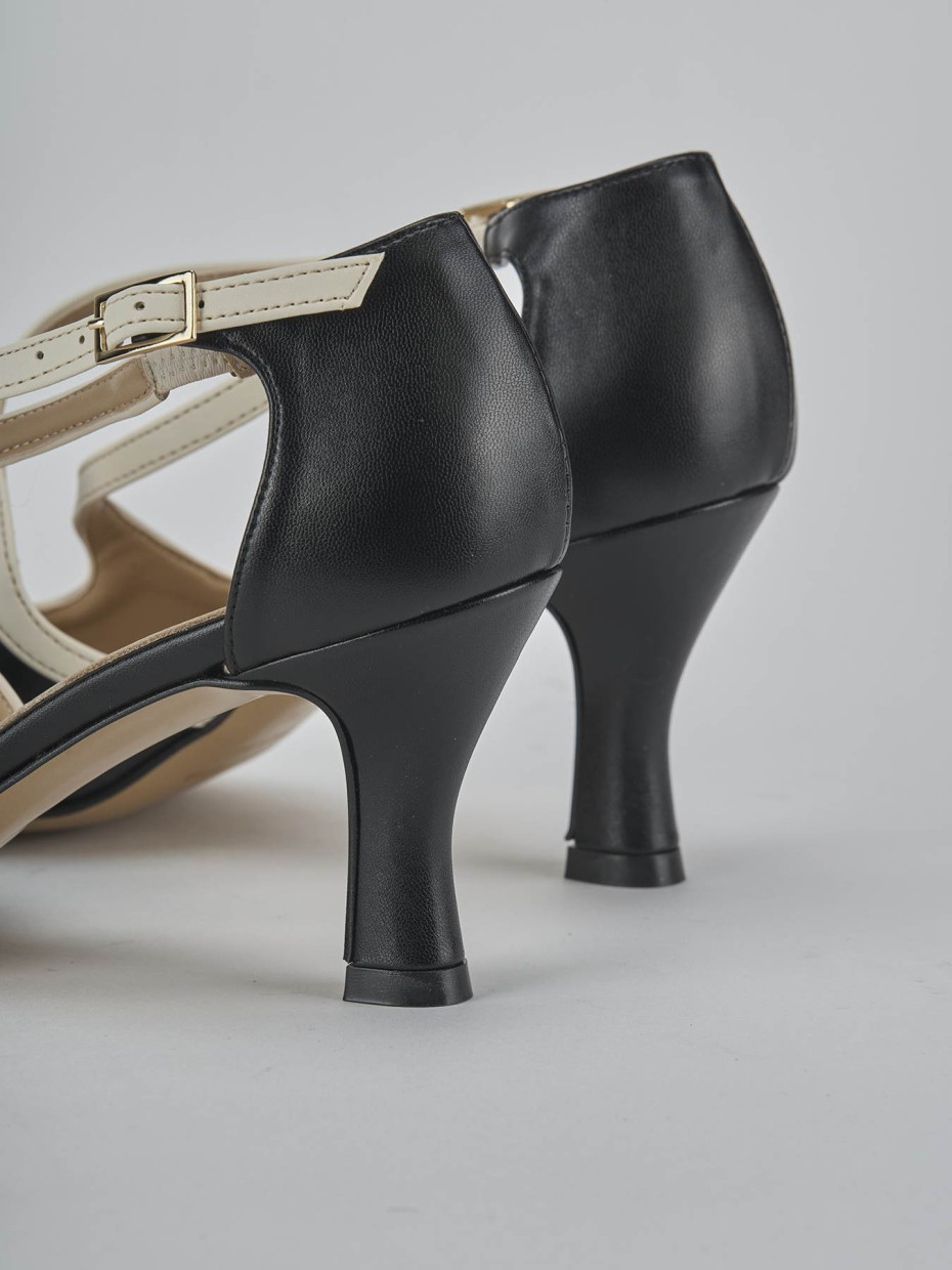 Décolleté e slingback tacco 6cm pelle nero