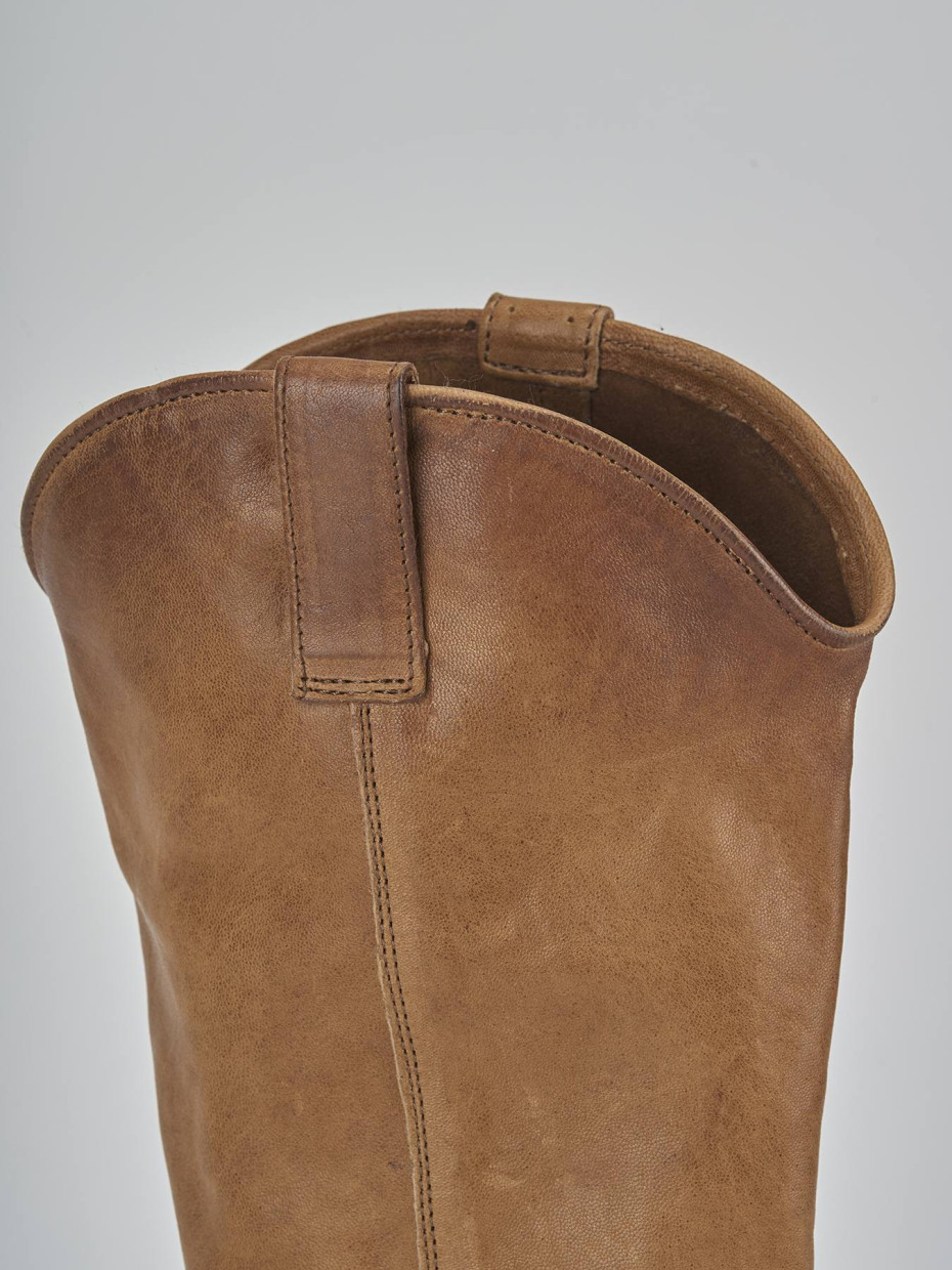 Stivali tacco 7cm pelle marrone