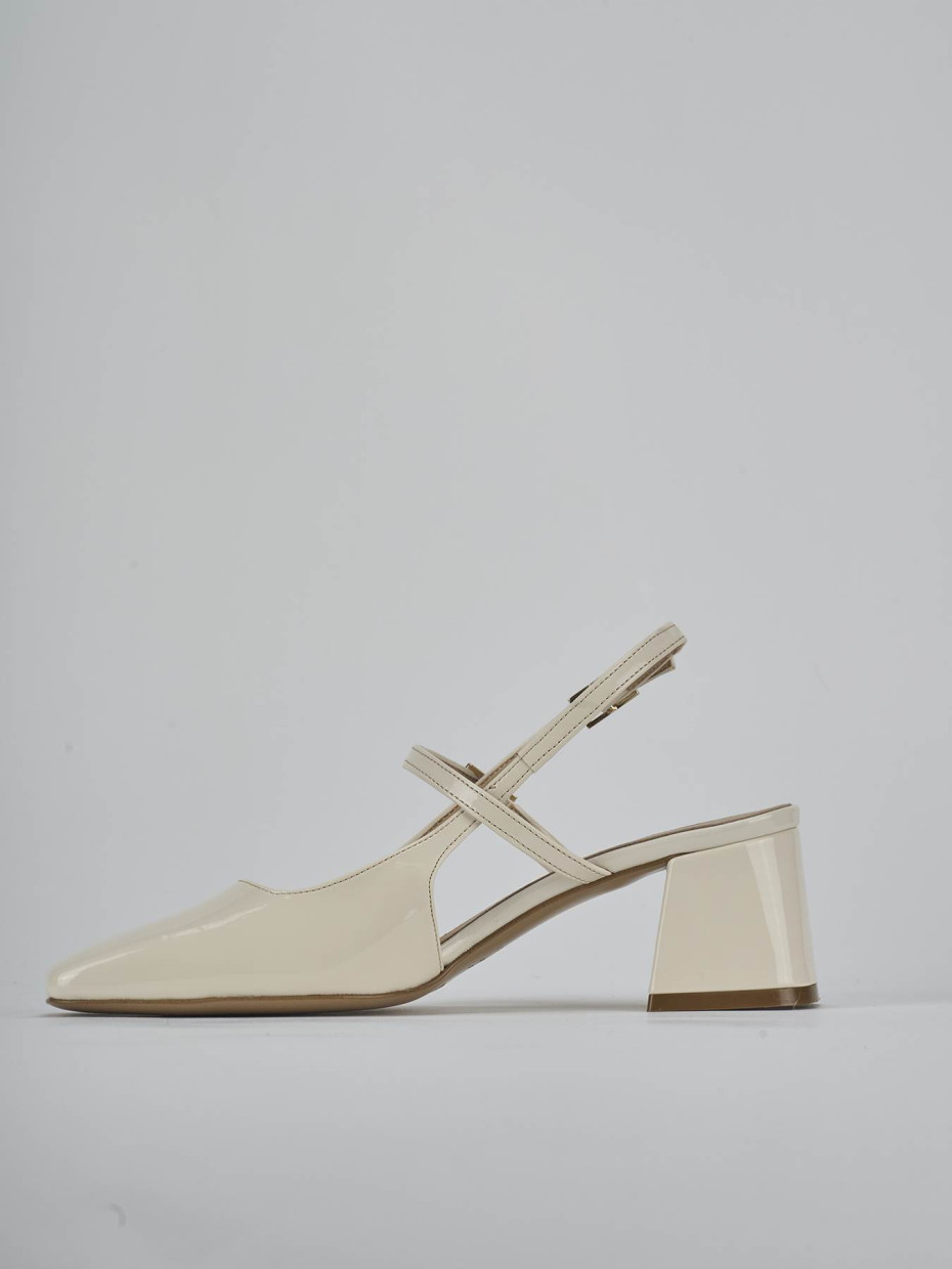 Décolleté e slingback tacco 5cm vernice bianco