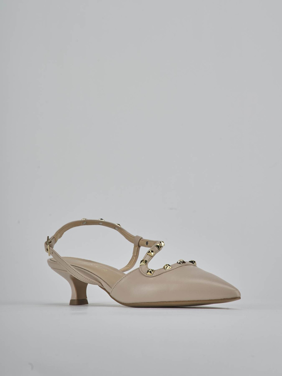 Décolleté e slingback tacco 4cm pelle beige