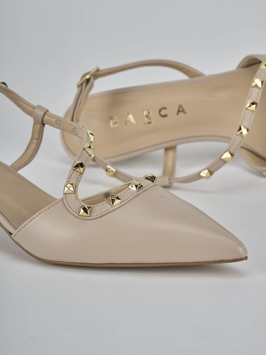 Décolleté e slingback tacco 4cm pelle beige