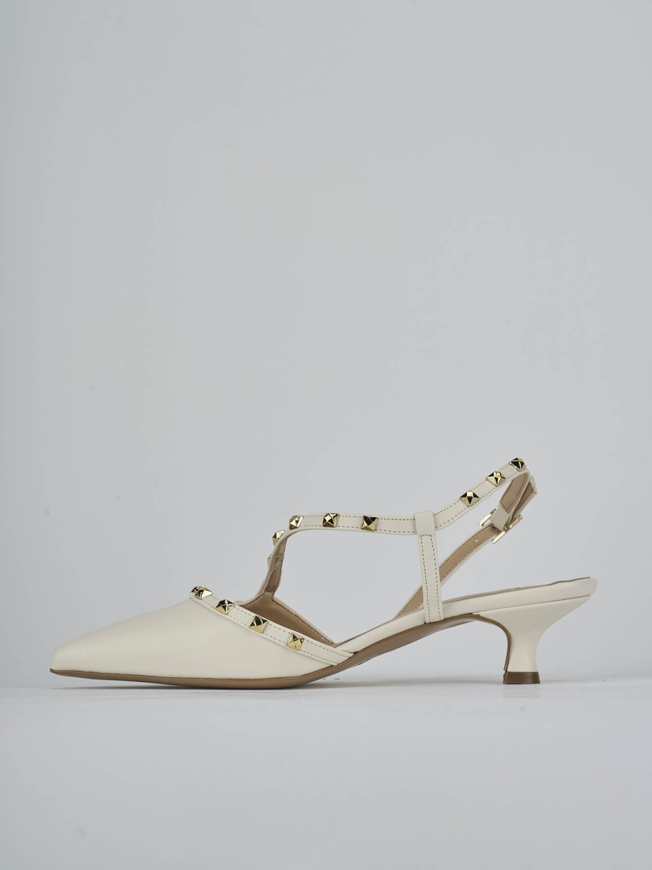 Décolleté e slingback tacco 4cm pelle bianco