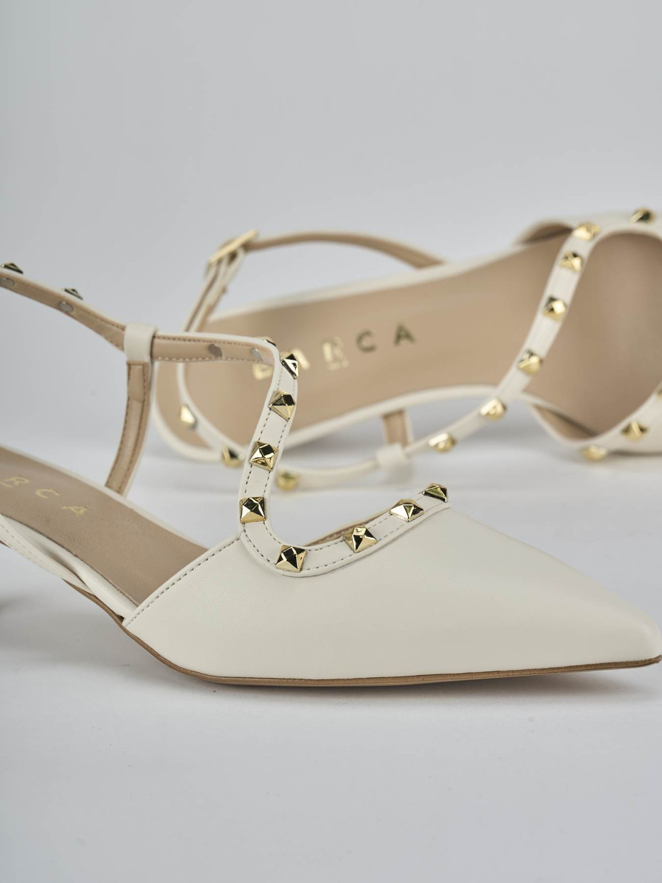 Décolleté e slingback tacco 4cm pelle bianco