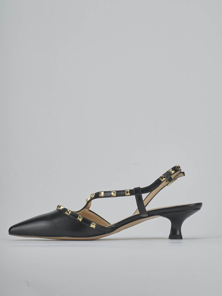 Décolleté e slingback tacco 4cm pelle nero