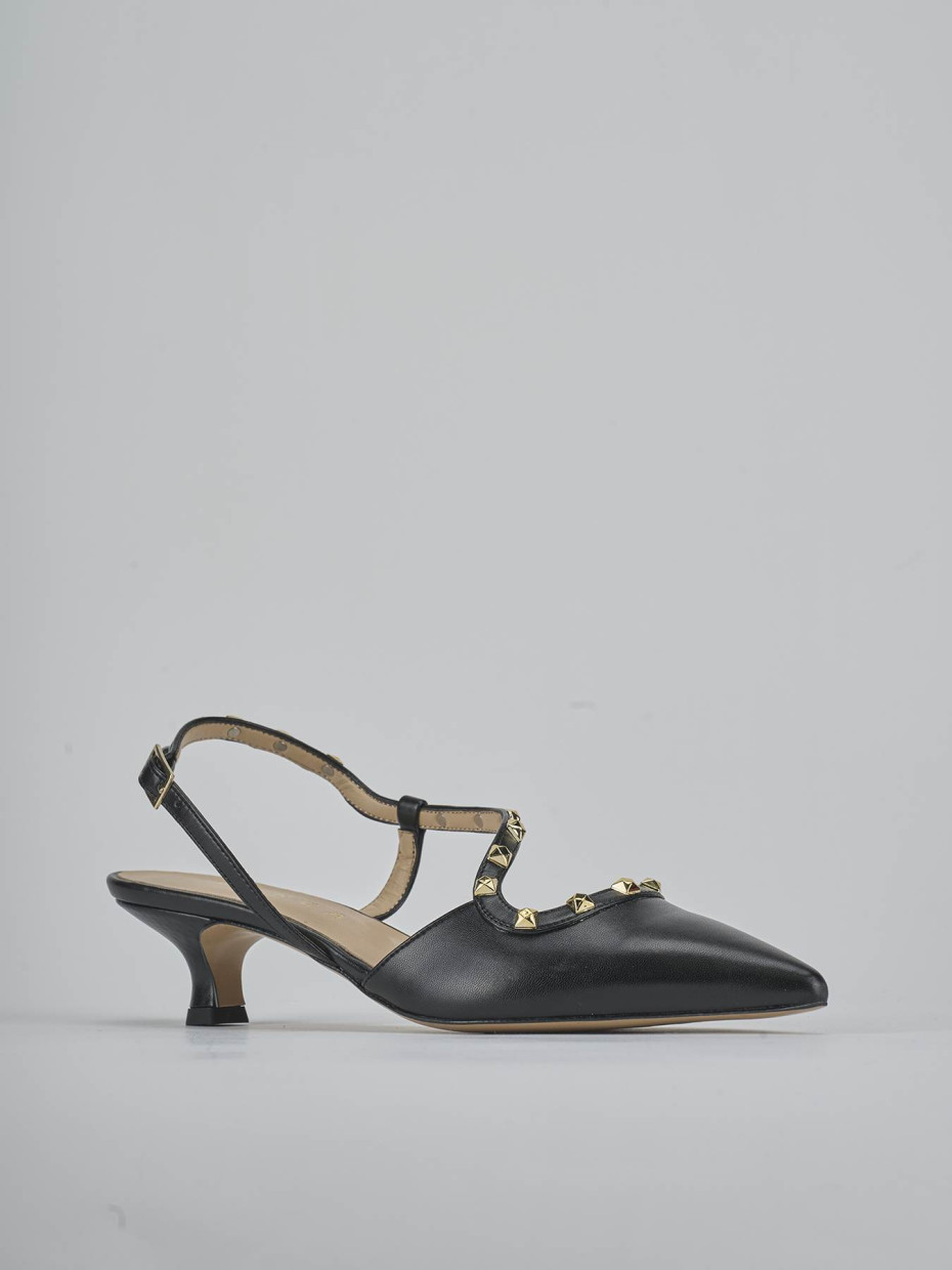 Décolleté e slingback tacco 4cm pelle nero