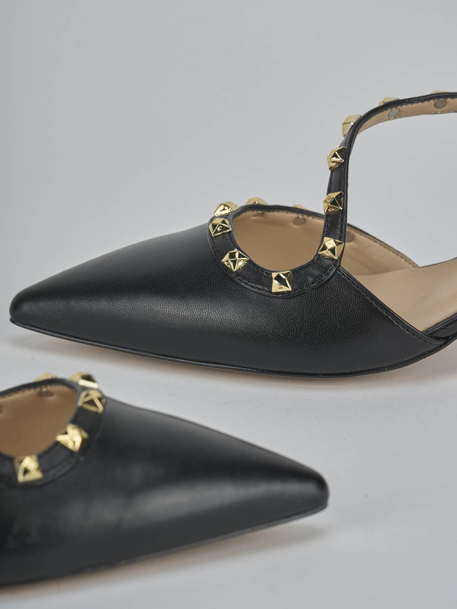 Décolleté e slingback tacco 4cm pelle nero