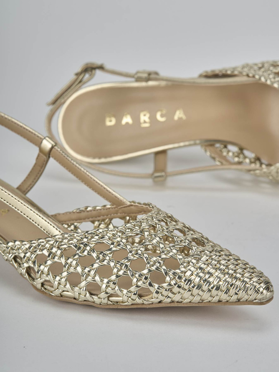 Décolleté e slingback tacco 4cm pelle oro
