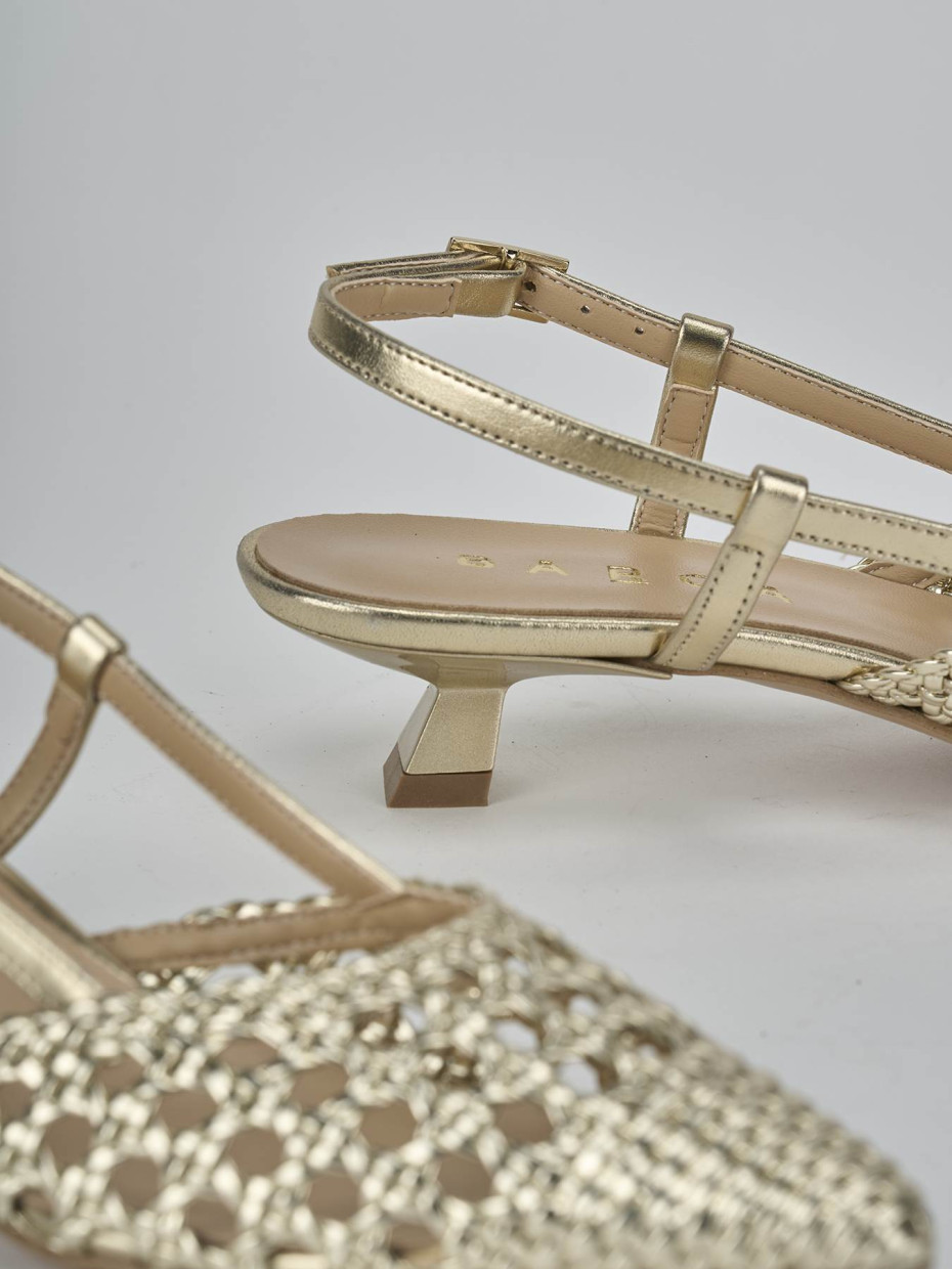 Décolleté e slingback tacco 4cm pelle oro