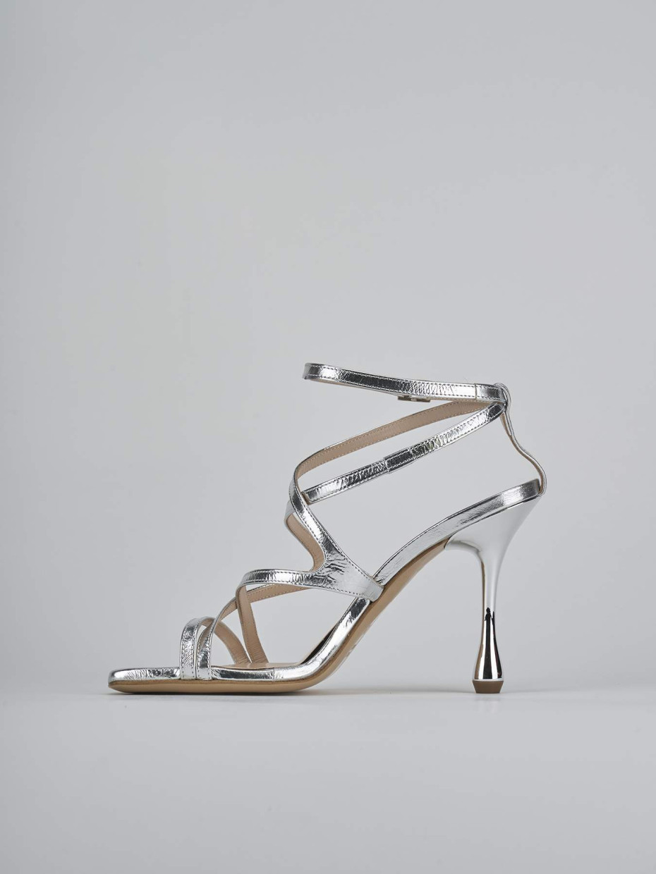 Sandali tacco 8cm pelle argento