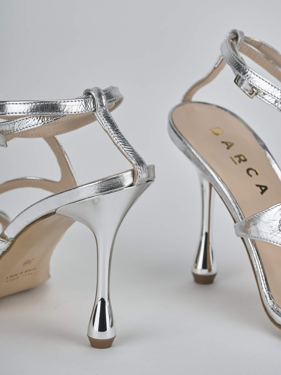 Sandali tacco 8cm pelle argento