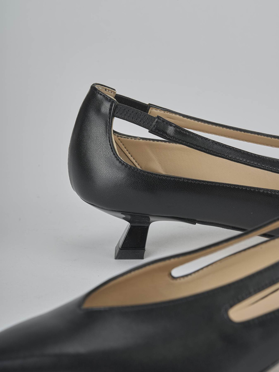 Décolleté e slingback tacco 4cm pelle nero