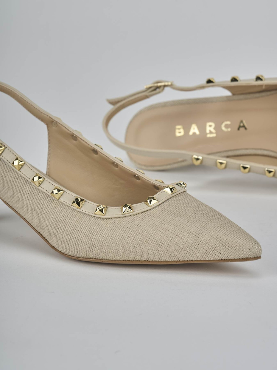 Décolleté e slingback tacco 4cm pelle beige