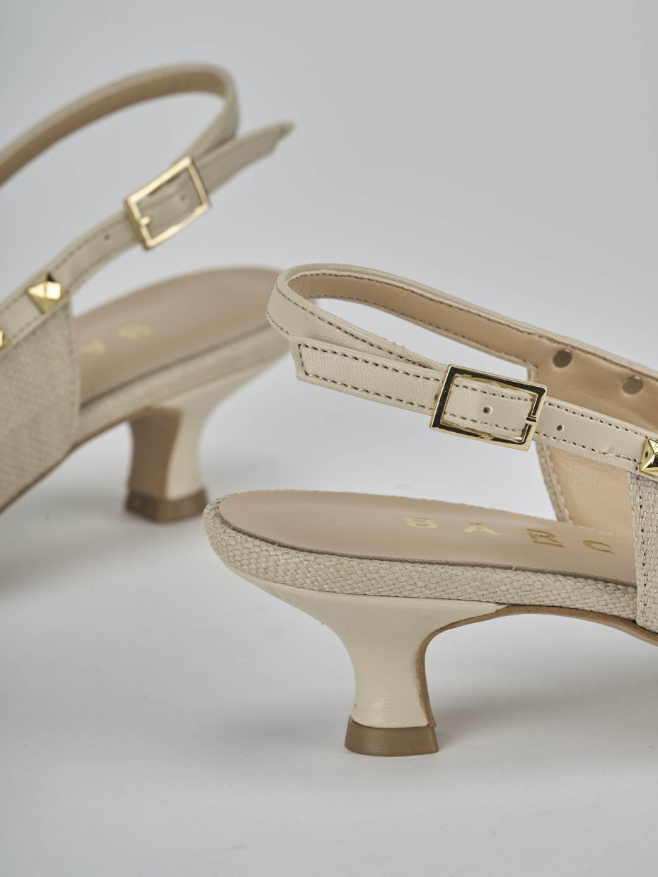 Décolleté e slingback tacco 4cm pelle beige