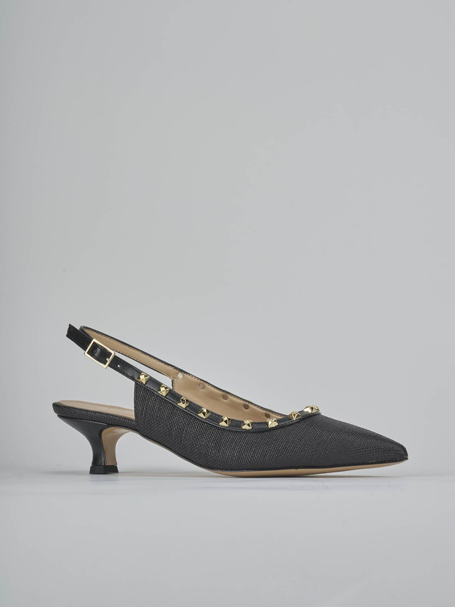 Décolleté e slingback tacco 4cm pelle nero