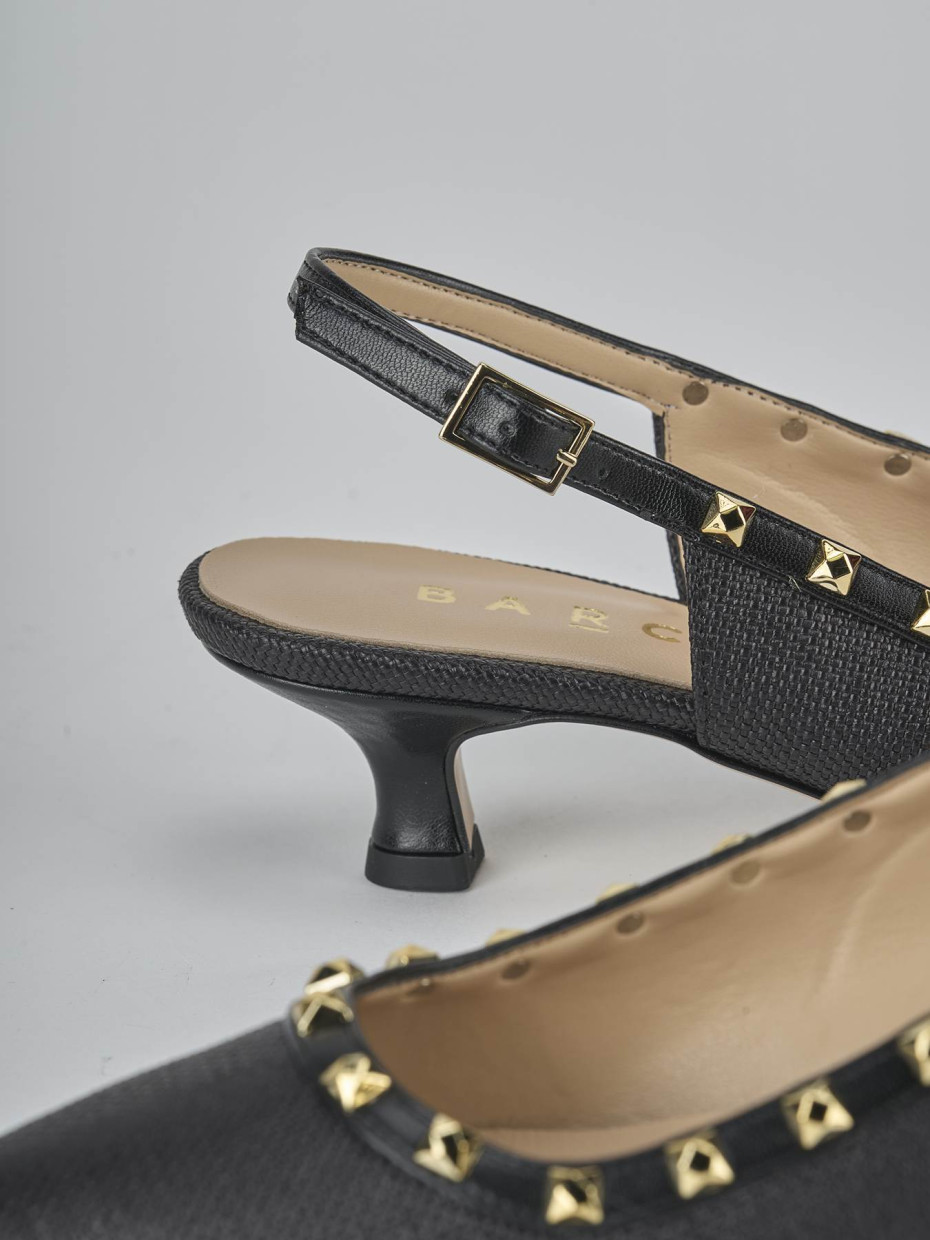 Décolleté e slingback tacco 4cm pelle nero
