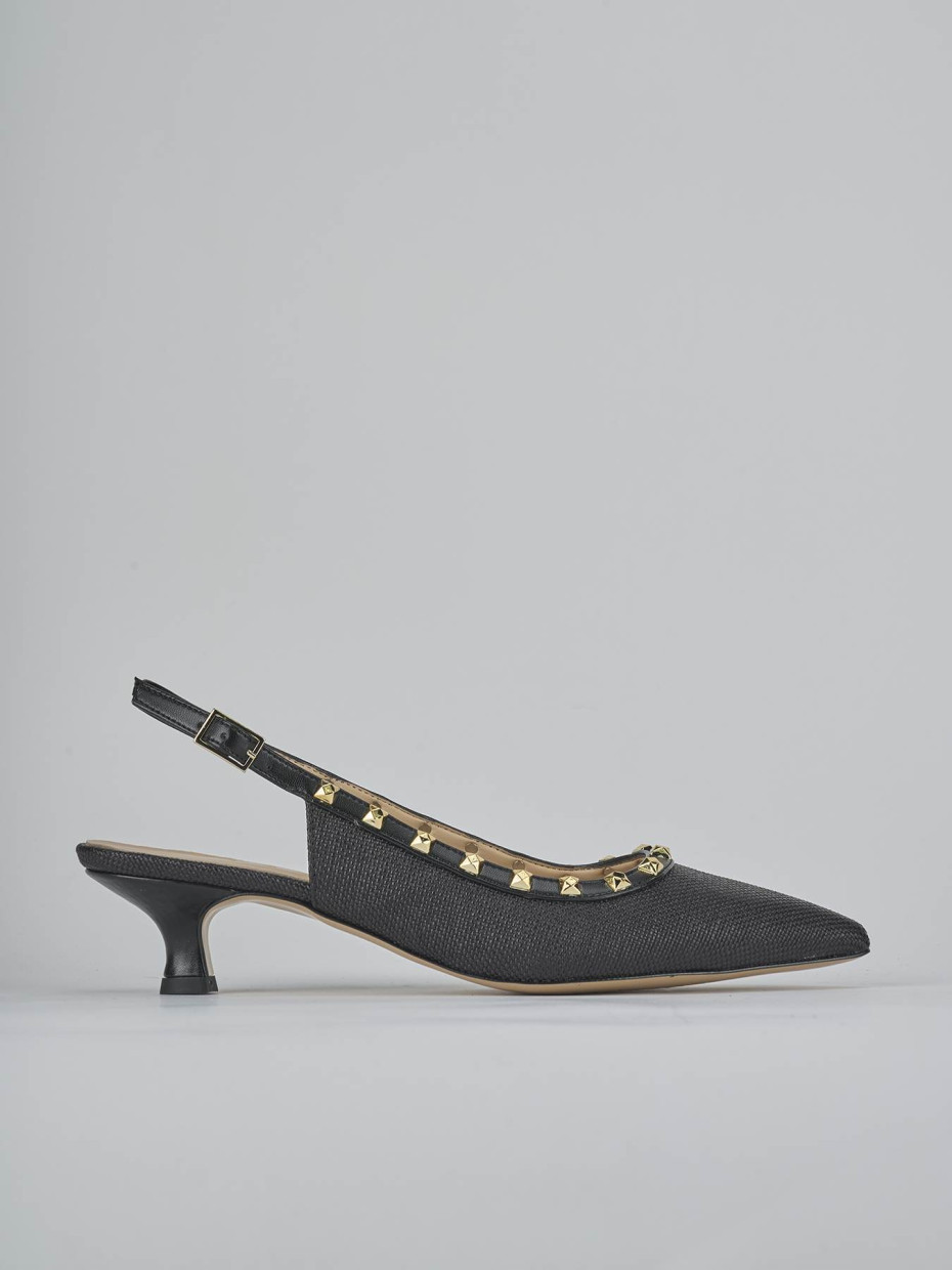 Décolleté e slingback tacco 4cm pelle nero