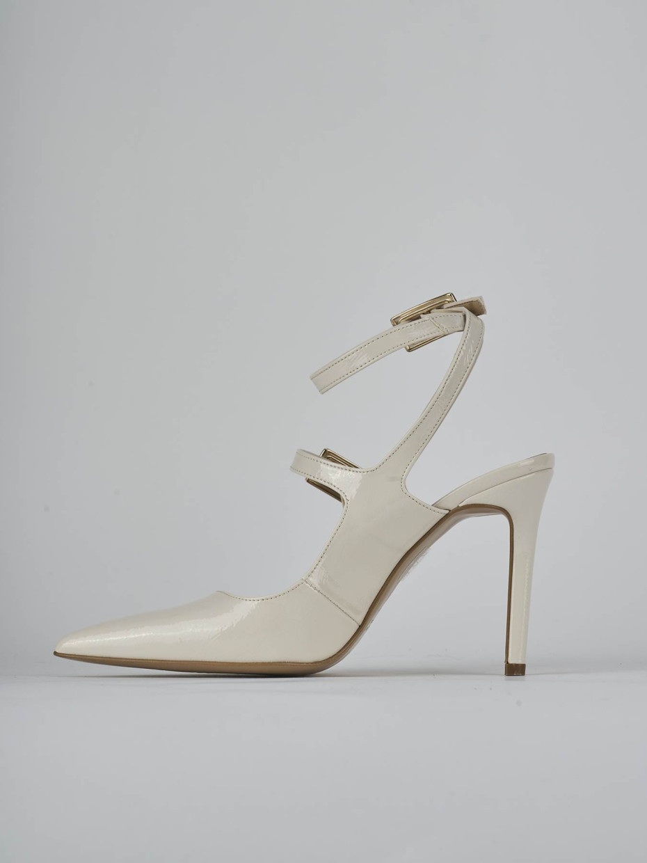 Décolleté e slingback tacco 9cm vernice bianco
