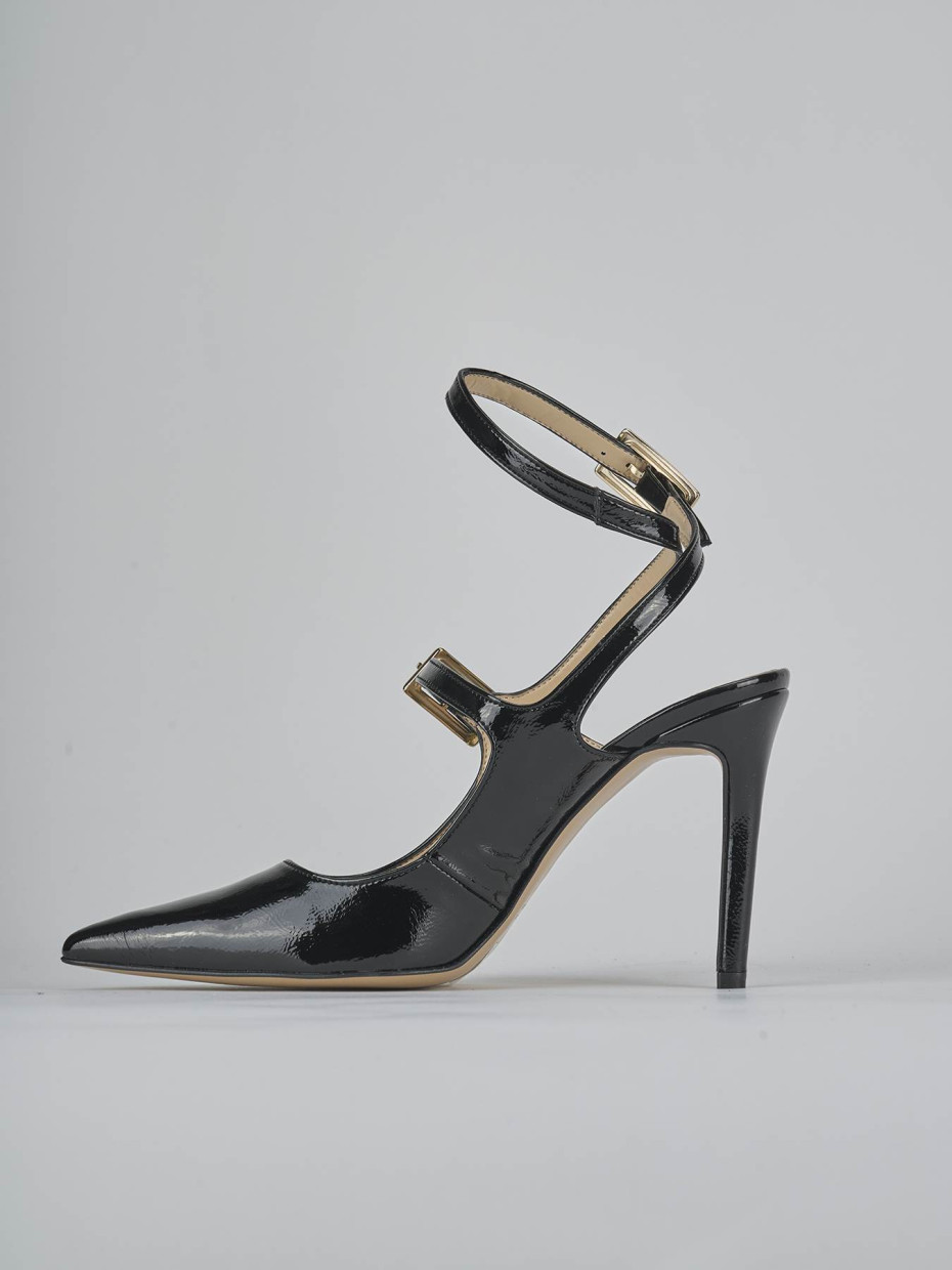 Décolleté e slingback tacco 9cm vernice nero
