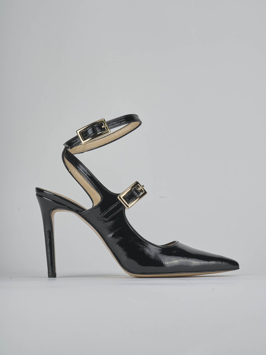Décolleté e slingback tacco 9cm vernice nero