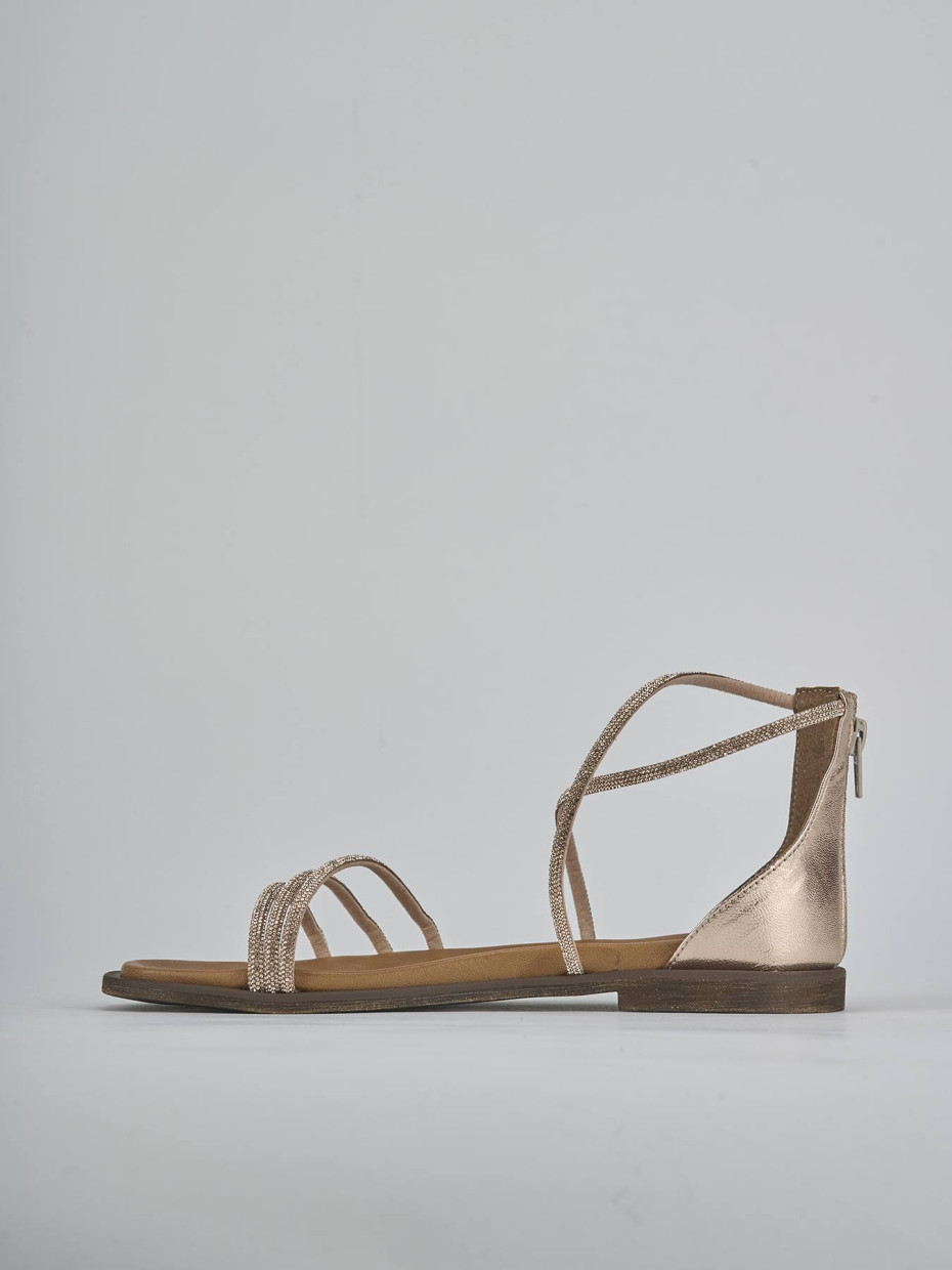 Sandali tacco 1cm pelle bronzo