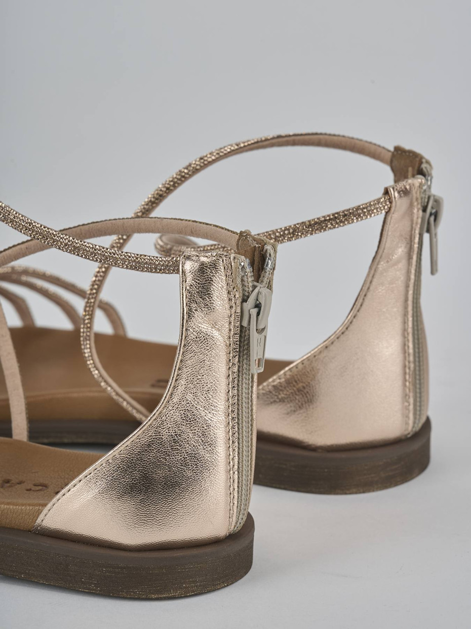 Sandali tacco 1cm pelle bronzo